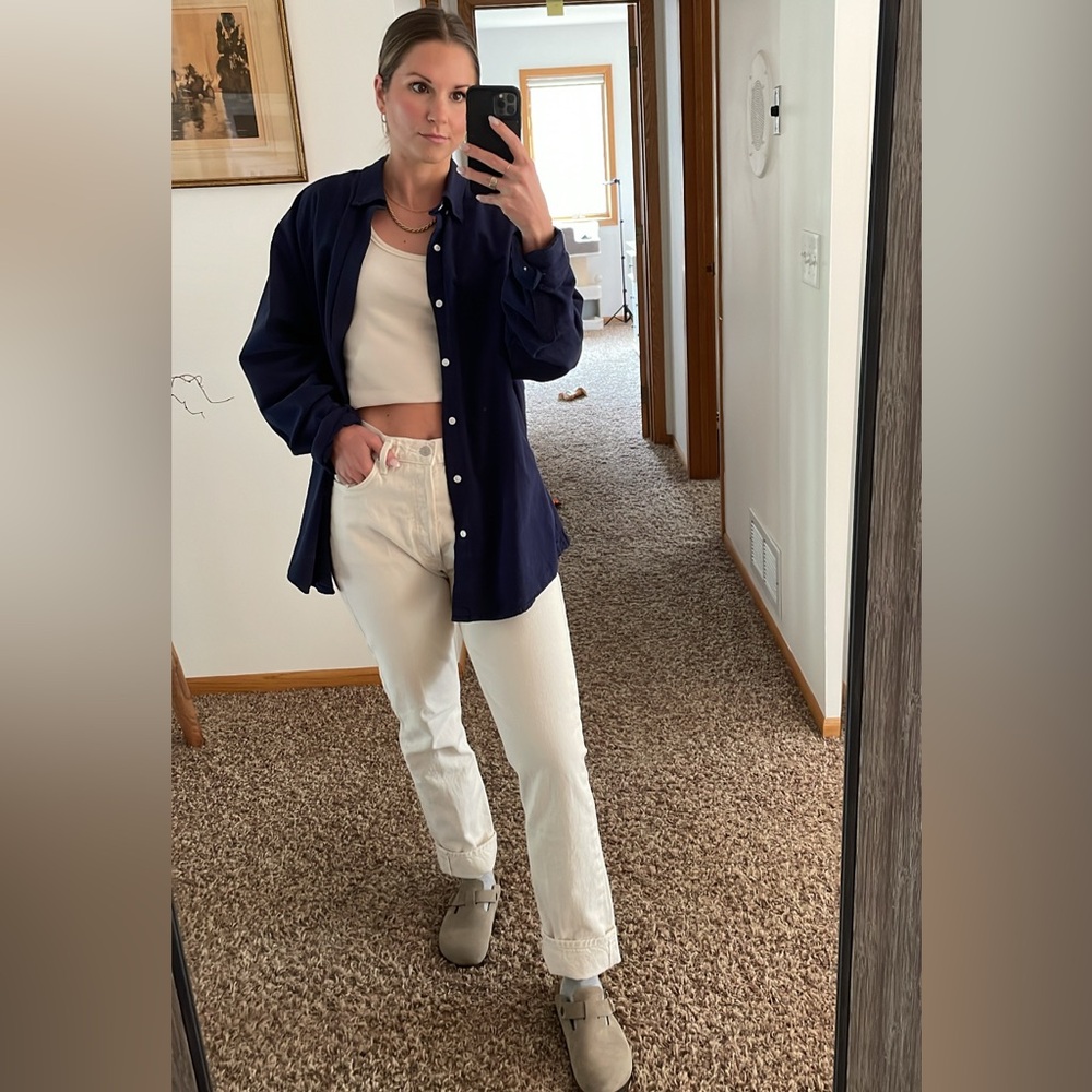 AGOLDE high rise straight white jeans